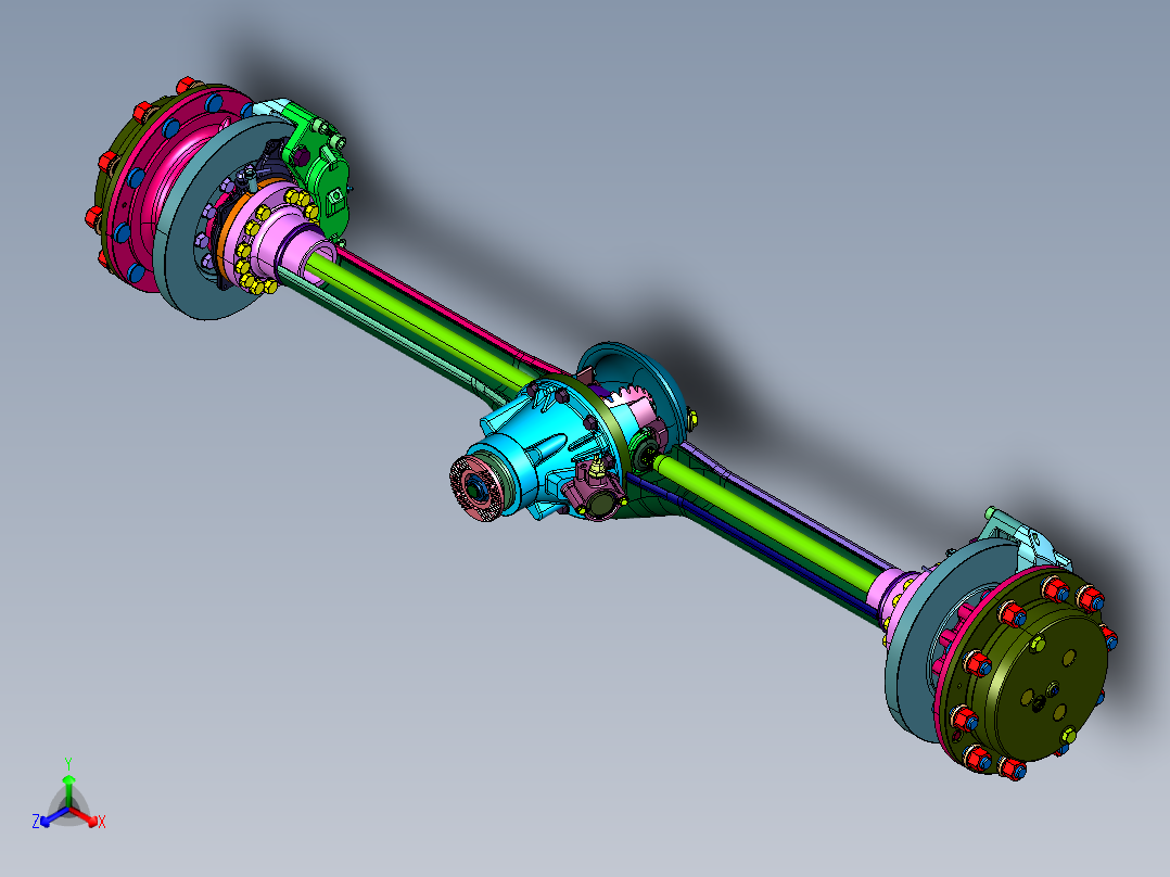 重型转向刚性悬架车轴后桥装置