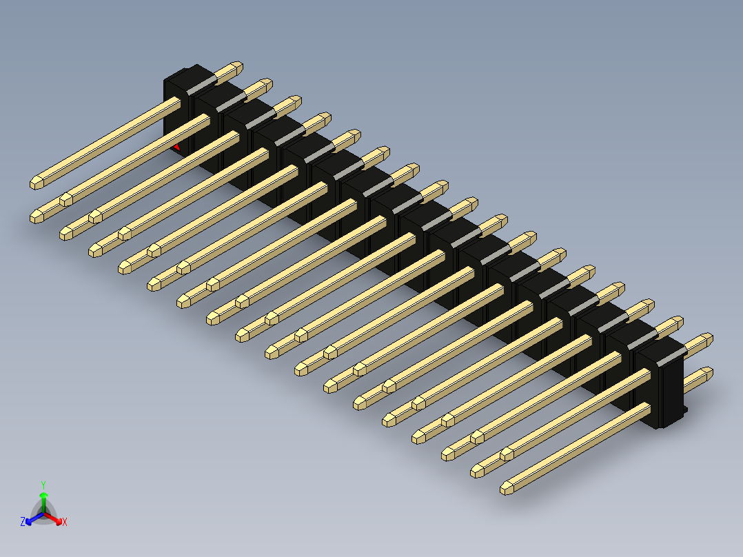 彩色公头100mil（2.54mm）系列-DS1021_black_2x17p_100mil_Type5_rev1.0正等轴测图