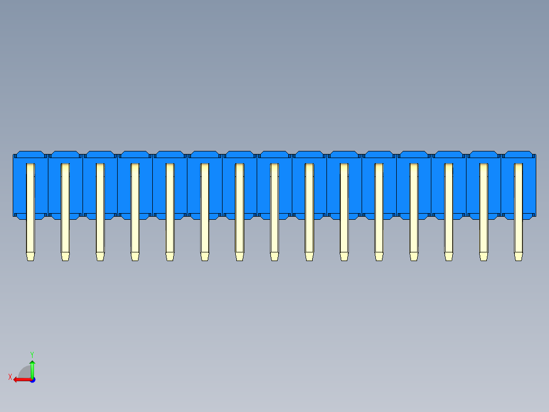 彩色公排针 100mil 2.54mm 系列-DS1022_blue_2x15p_100mil_TypeD_rev1.0后视图