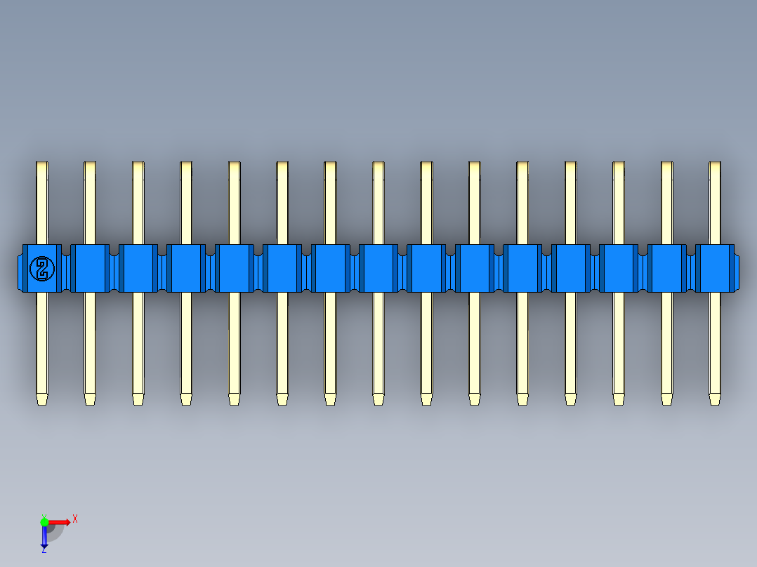 彩色公排针 100mil 2.54mm 系列-DS1022_blue_2x15p_100mil_TypeD_rev1.0俯视图