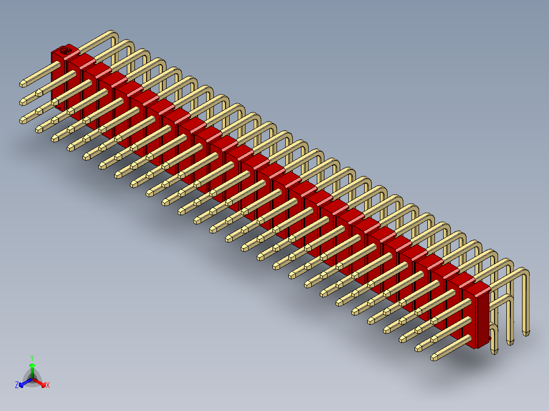 彩色公排针 100mil 2.54mm 系列-DS1022_red_3x27p_100mil_TypeD_rev1.0