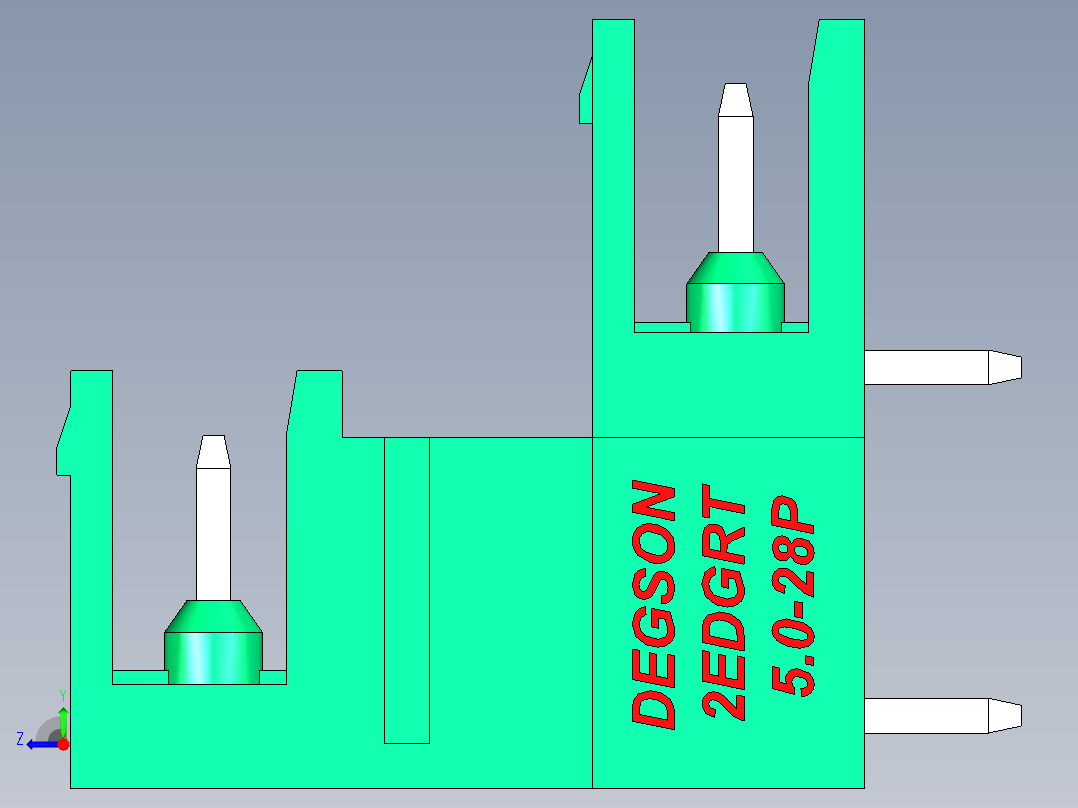 DEGSON 2EDG 系列 5.0mm 可插拔接线端子组-2EDGRT-5.0-28P-14-00AH右视图