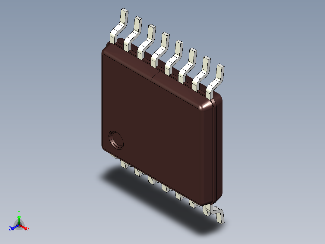 TSSOP 16引脚IC封装正等轴测图