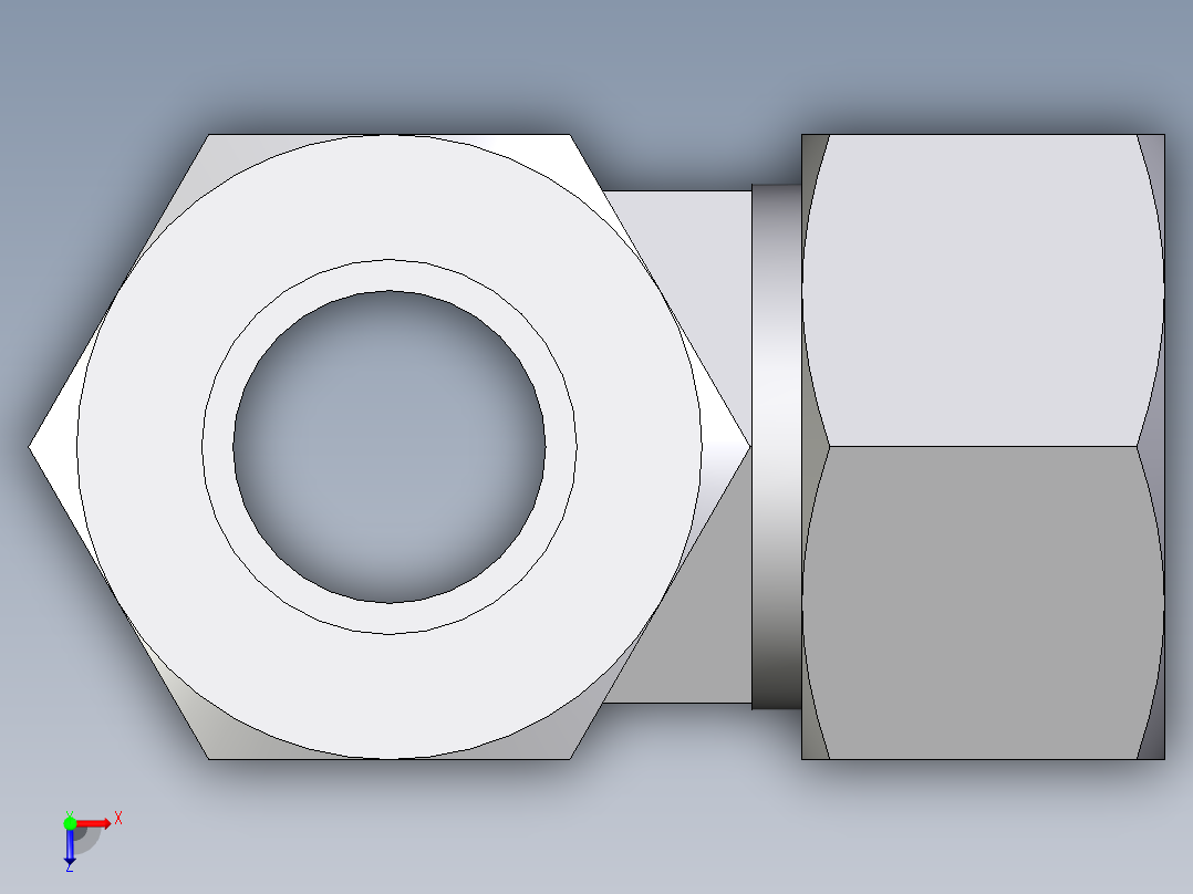 卡套式工业通用硬管接头EO_Swivel_nut_run_tee_EL30ZS71俯视图