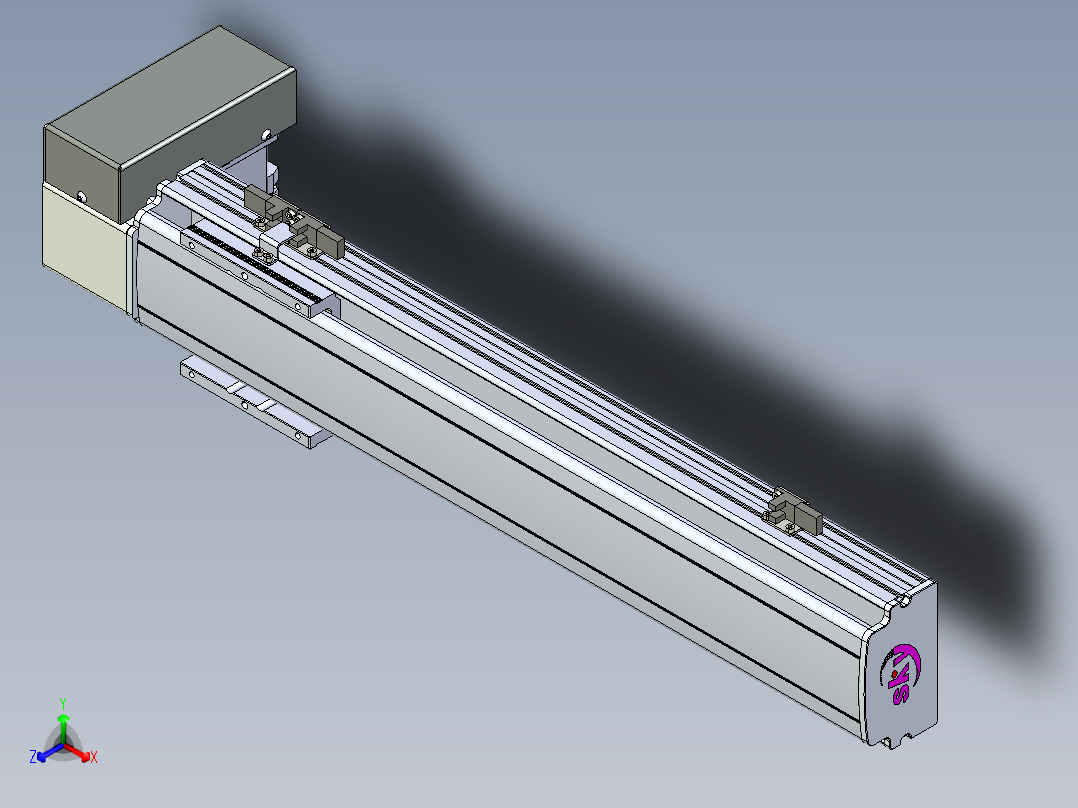 同步带滑台-半封闭B10H-L45-S400-RD-P40-D3正等轴测图