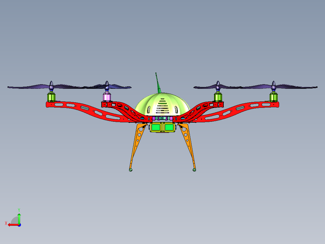 外壳采用切割板的无人机后视图