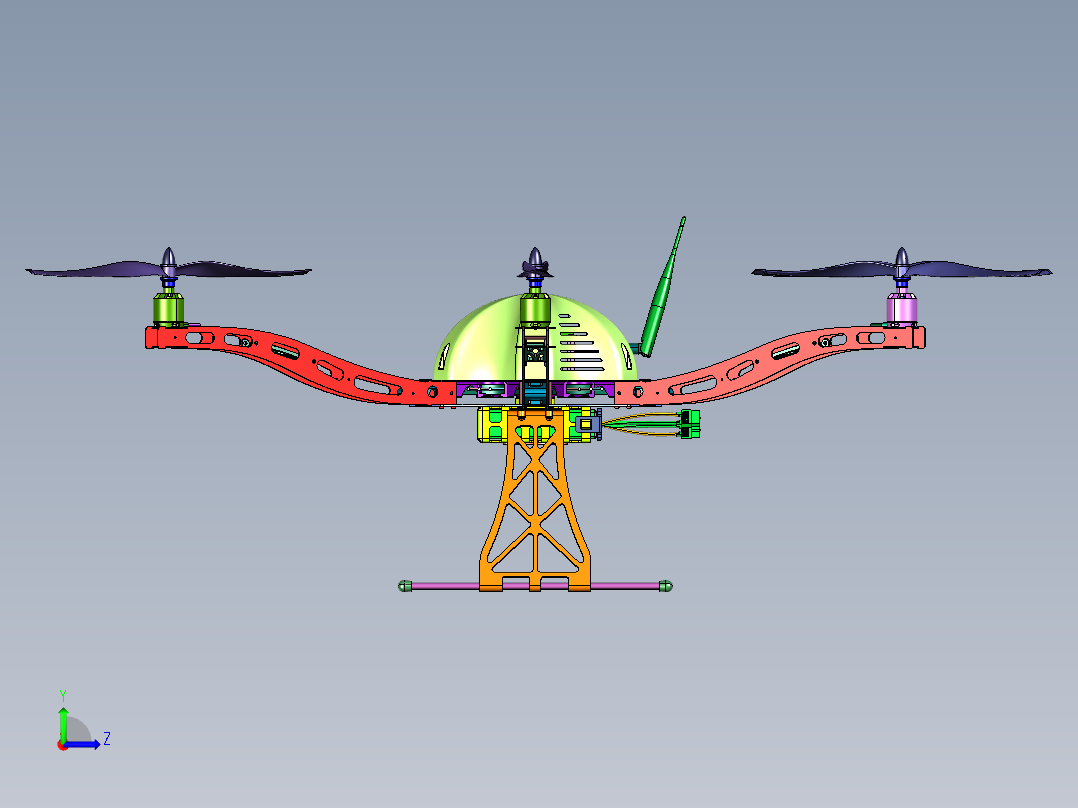 外壳采用切割板的无人机左视图