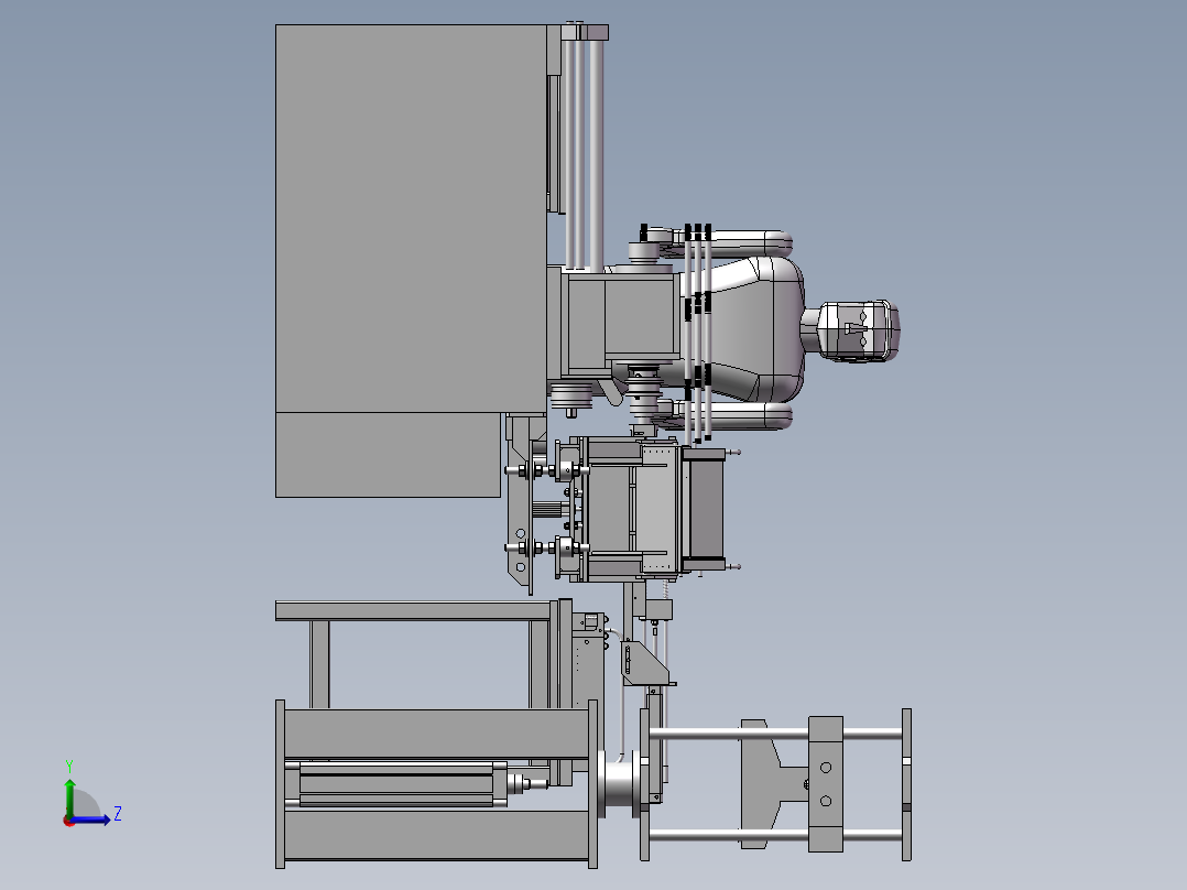 自动给料机车床左视图
