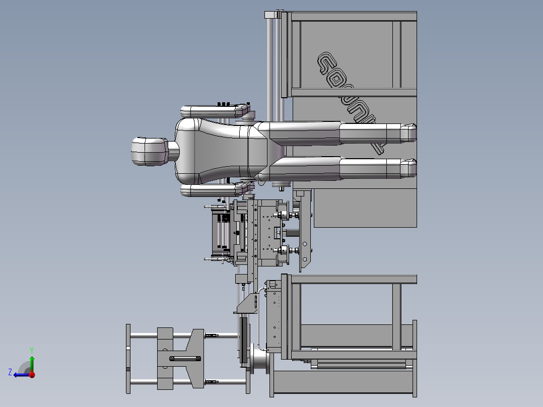 自动给料机车床右视图