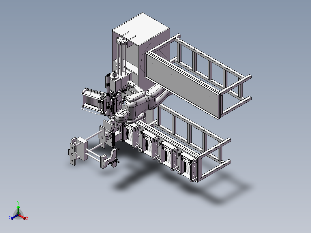 自动给料机车床正等轴测图