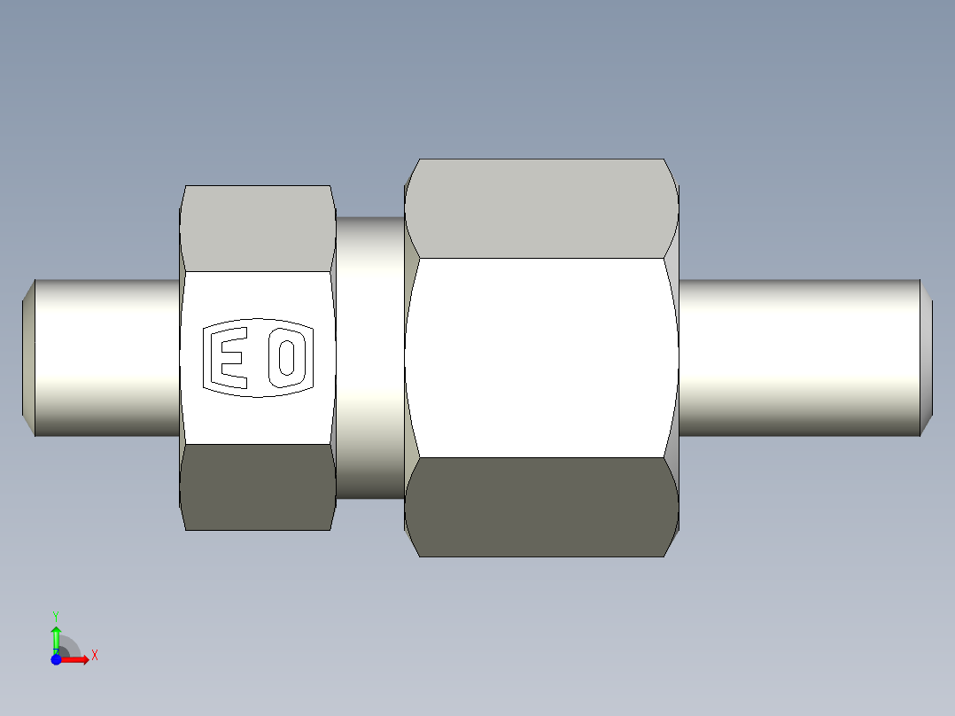 卡套式工业通用硬管接头EO_Weld_fitting_for_tubes_ASK610X2S前视图