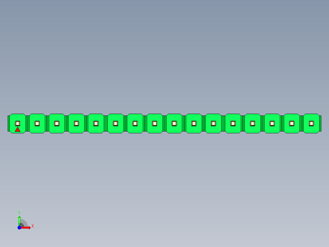 彩色公头100mil（2.54mm）系列-DS1021_green_1x16p_100mil_Type1_rev1.0前视图