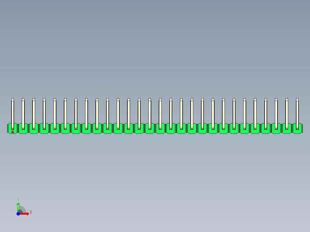 彩色公排针 100mil 2.54mm 系列-DS1022_green_28p_100mil_TypeU_rev1.0前视图