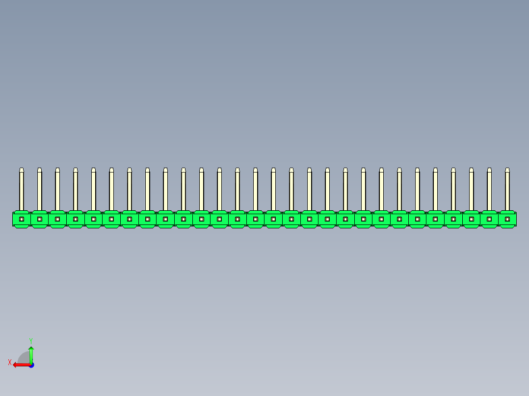 彩色公排针 100mil 2.54mm 系列-DS1022_green_28p_100mil_TypeU_rev1.0后视图