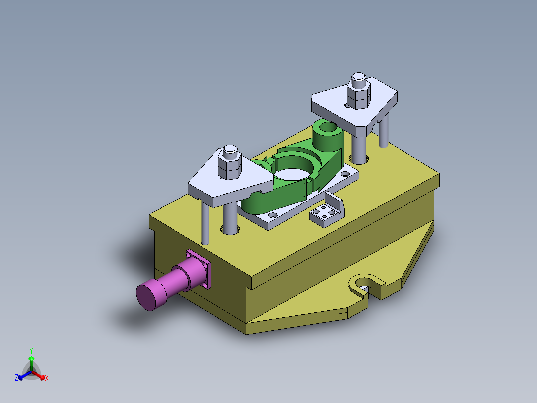 831007拨叉加工工艺及中间铣断夹具设计【含三维SW】正等轴测图