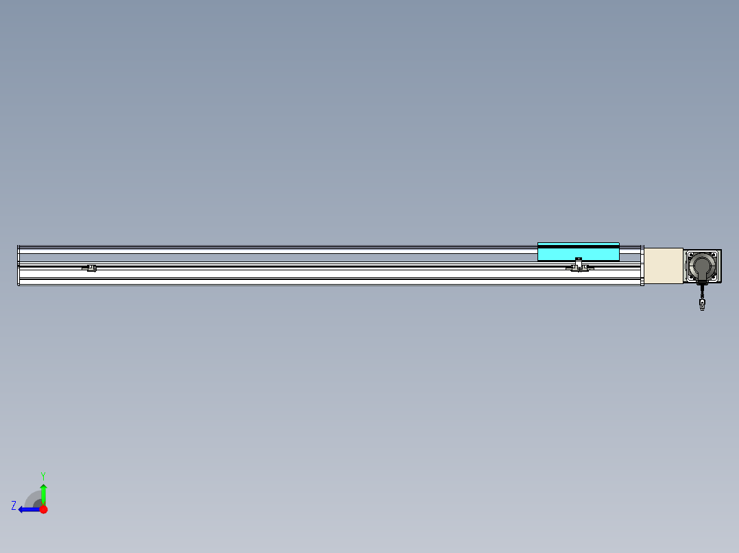 同步带滑台-半封闭B22H-L100-C-S1350-L-P75-D3-N5右视图
