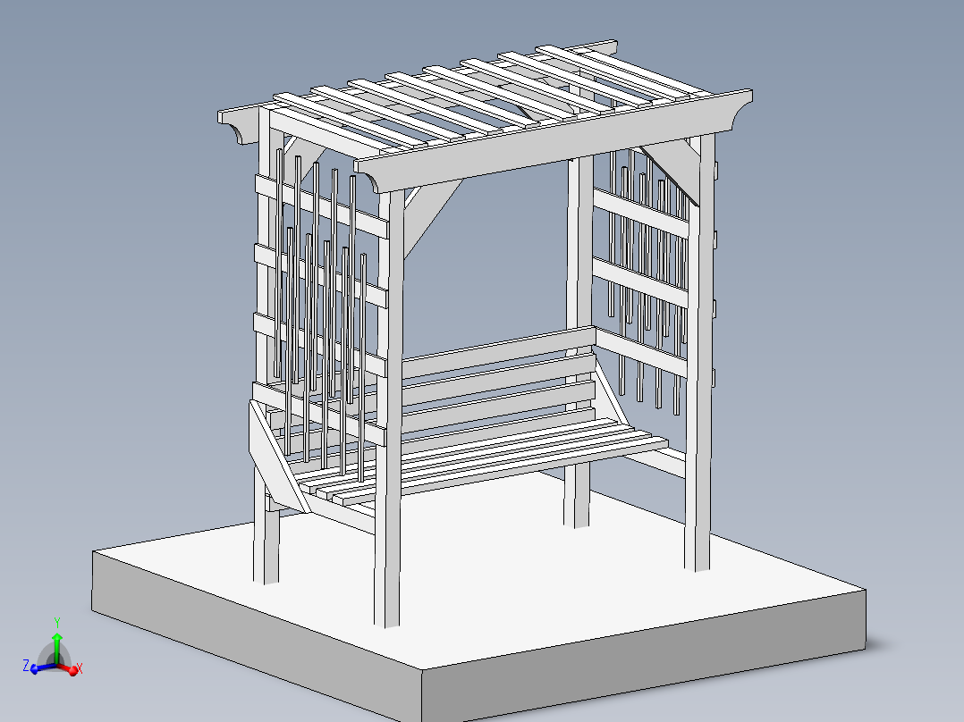 公园<span style='color: red'>拱门</span>椅子模型3D<span style='color: red'>图纸</span> Solidworks设计