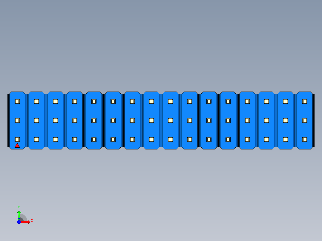 彩色公头100mil（2.54mm）系列-DS1021_blue_3x16p_100mil_Type19_rev1.0前视图