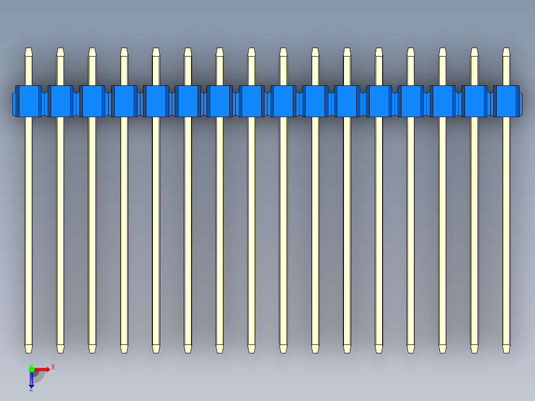 彩色公头100mil（2.54mm）系列-DS1021_blue_3x16p_100mil_Type19_rev1.0俯视图