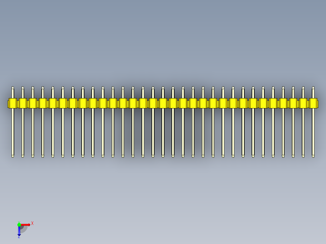 彩色公头100mil（2.54mm）系列-DS1021_yellow_3x31p_100mil_Type5_rev1.0俯视图