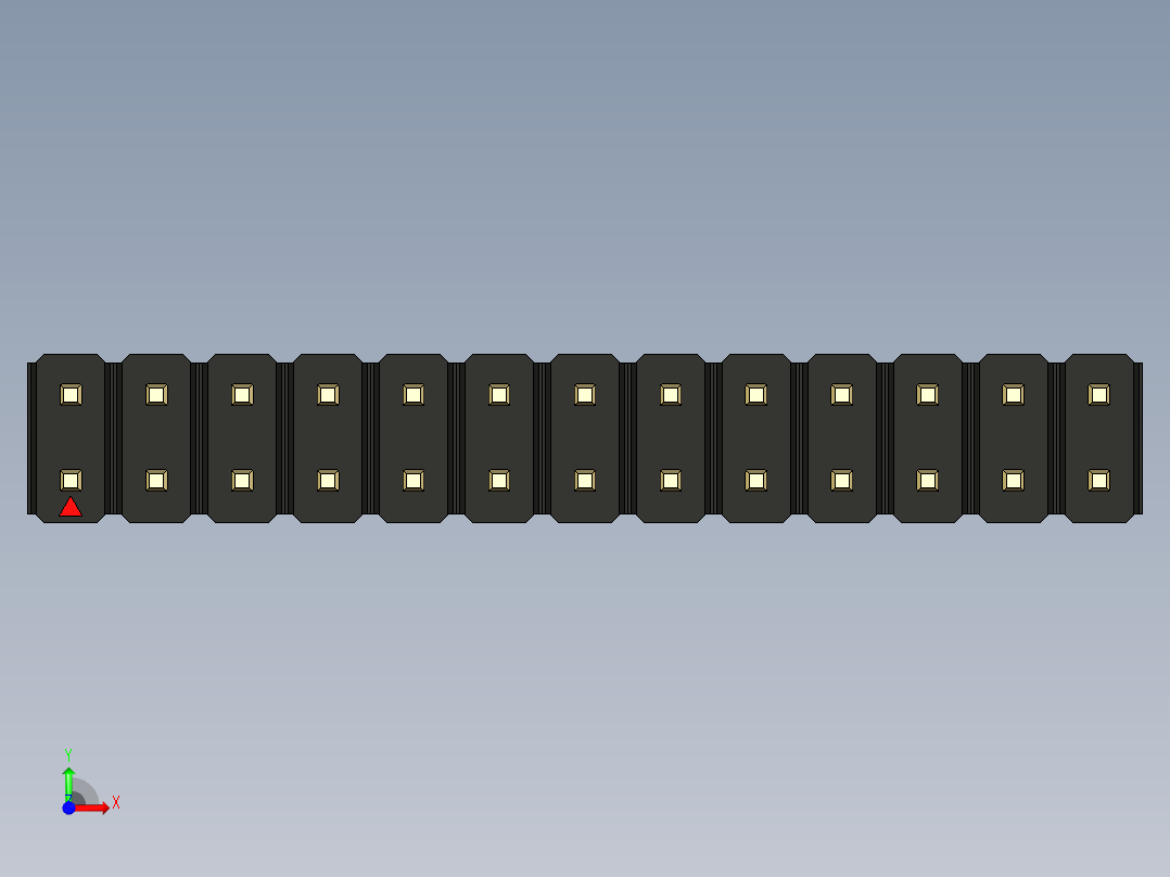 彩色公头100mil（2.54mm）系列-DS1021_black_2x13p_100mil_Type5_rev1.0前视图