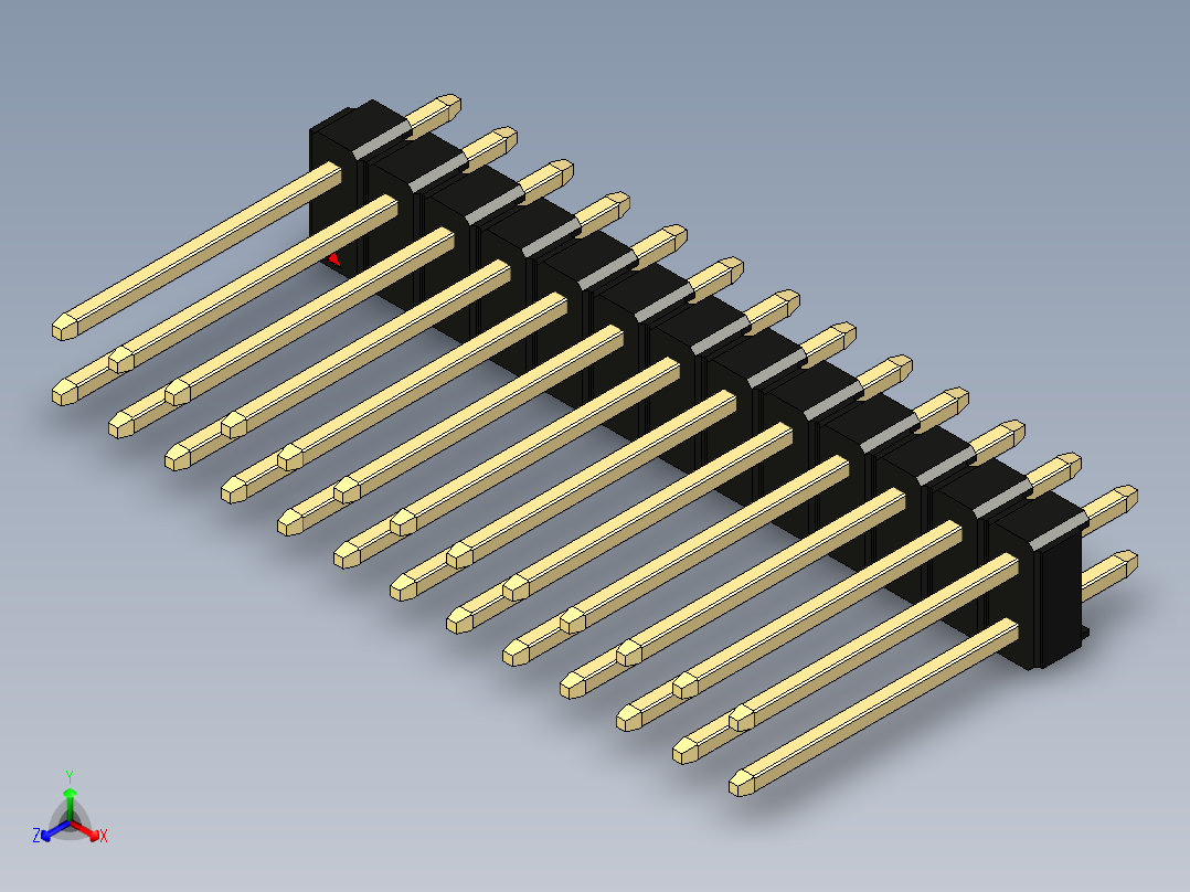 彩色公头100mil（2.54mm）系列-DS1021_black_2x13p_100mil_Type5_rev1.0正等轴测图