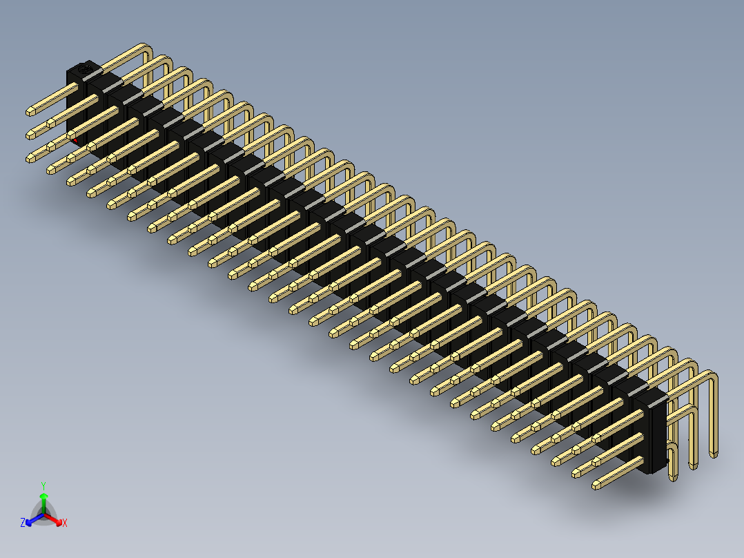 彩色公排针 100mil 2.54mm 系列-DS1022_black_3x29p_100mil_TypeD_rev1.0正等轴测图