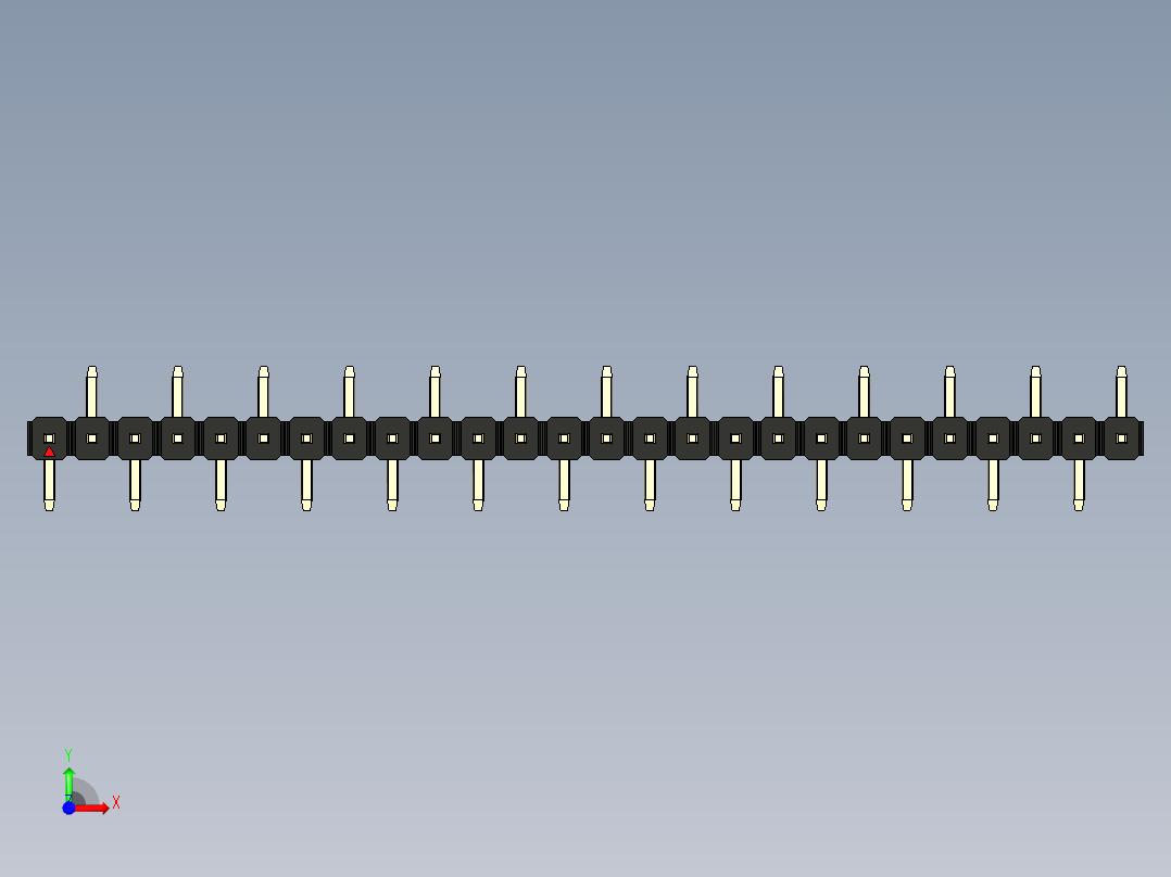 彩色公排针 100mil 2.54mm 系列-DS1022_black_26p_100mil_Type_SMT_R2_rev1.0前视图