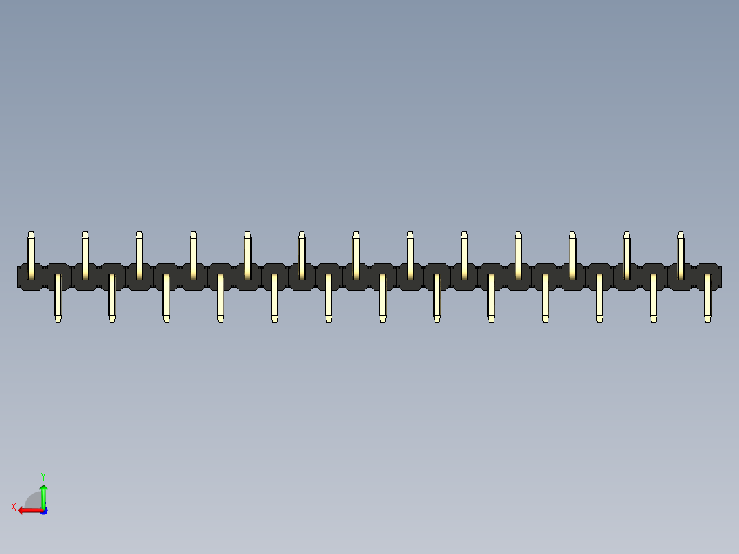 彩色公排针 100mil 2.54mm 系列-DS1022_black_26p_100mil_Type_SMT_R2_rev1.0后视图