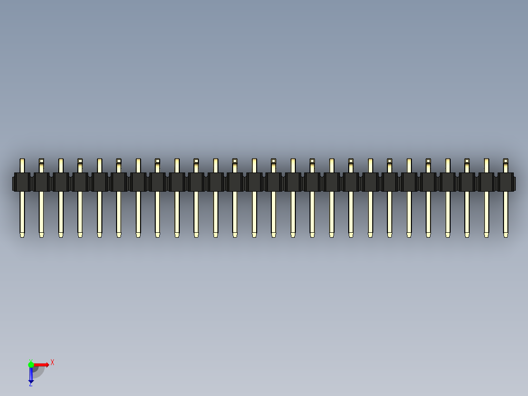 彩色公排针 100mil 2.54mm 系列-DS1022_black_26p_100mil_Type_SMT_R2_rev1.0俯视图