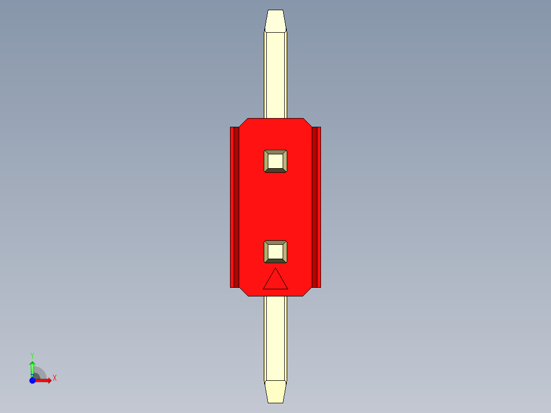 彩色公排针 100mil 2.54mm 系列-DS1022_red_02p_100mil_TypeSMT_rev1.0前视图