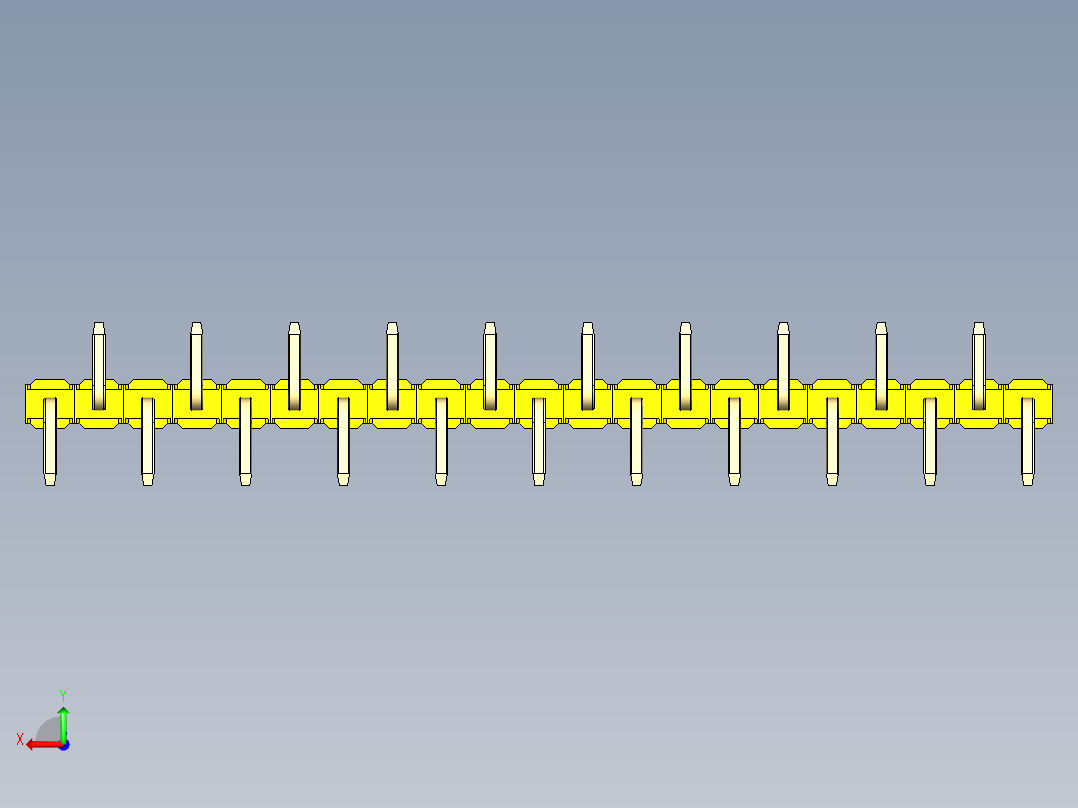 彩色公排针 100mil 2.54mm 系列-DS1022_yellow_21p_100mil_Type_SMT_R2_rev1.0后视图