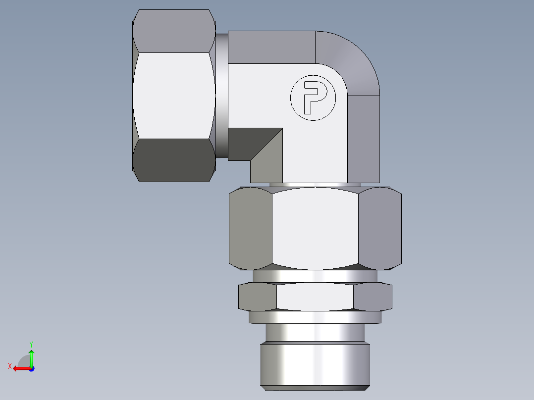 卡套式工业通用硬管接头EO_Assembled_adjustable_standpipe_elbow_EVW22LR71后视图