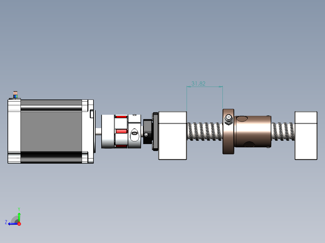 滚珠丝杠套装组合（直径16mm 行程50mm）右视图