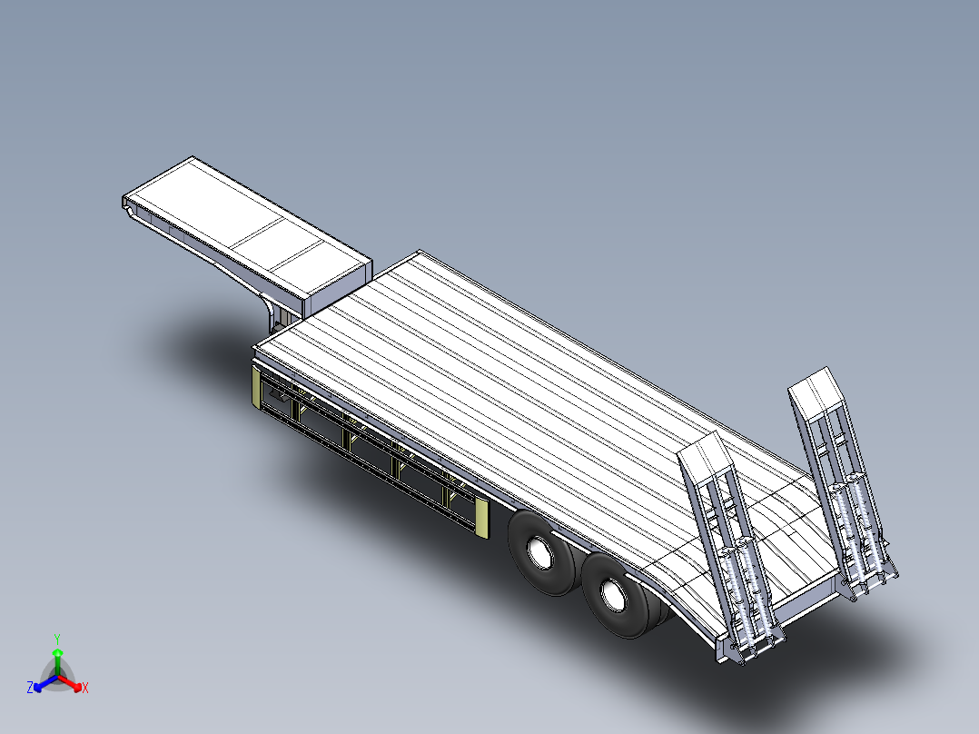 低平板半挂（带弹簧爬梯）535450正等轴测图