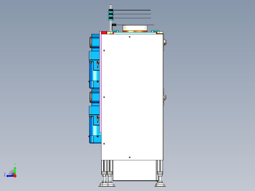 双层倍速链流水线（超详细的设计3D模型工程图）3D模型右视图