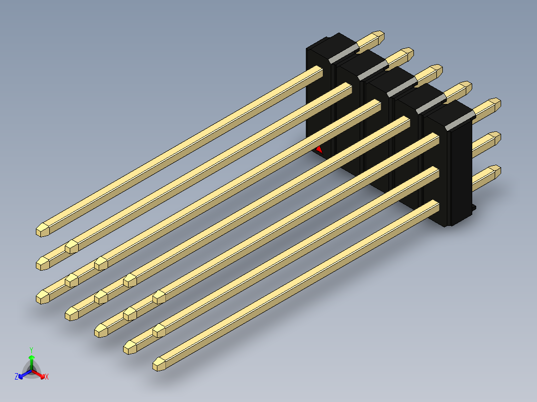 彩色公头100mil（2.54mm）系列-DS1021_black_3x05p_100mil_Type43_rev1.0正等轴测图