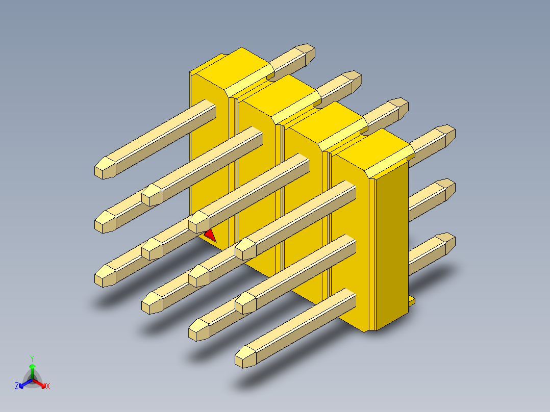 彩色公头100mil（2.54mm）系列-DS1021_yellow_3x04p_100mil_Type1_rev1.0
