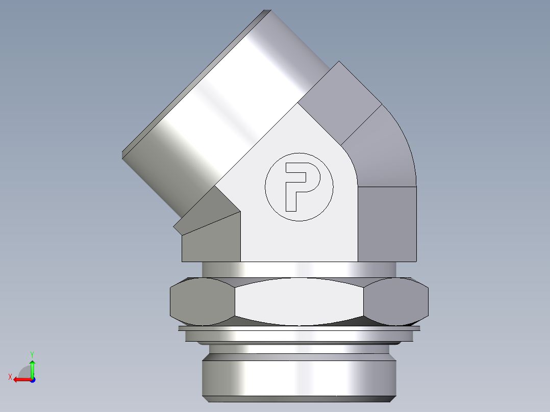 卡套式工业通用硬管接头EO_Adjustable_locknut_45_deg_elbow_VEE38SROMDCF后视图
