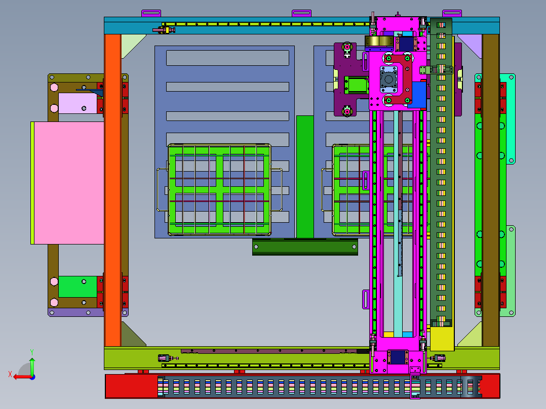气动下降三轴防掉落桁架机械手后视图