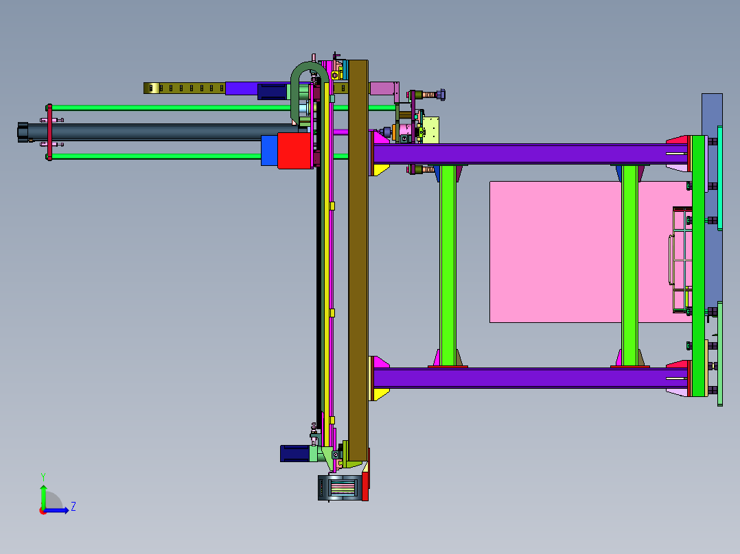气动下降三轴防掉落桁架机械手左视图