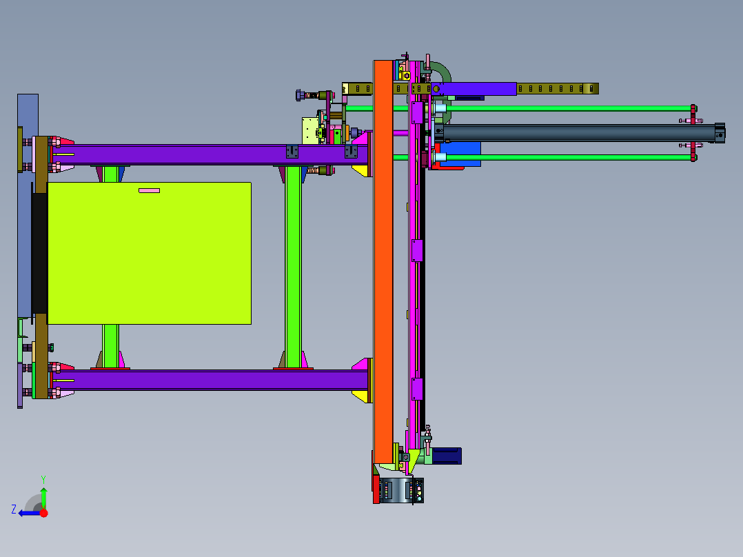 气动下降三轴防掉落桁架机械手俯视图