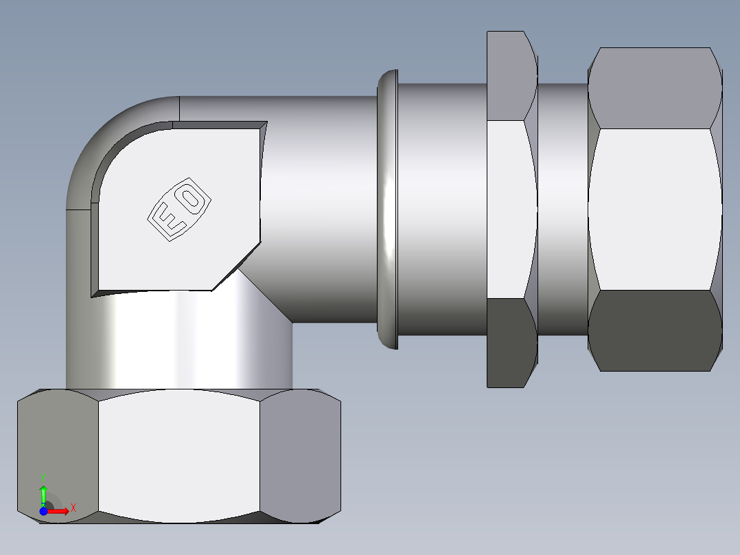 卡套式工业通用硬管接头EO_Bulkhead_elbow_WSV35LCF前视图