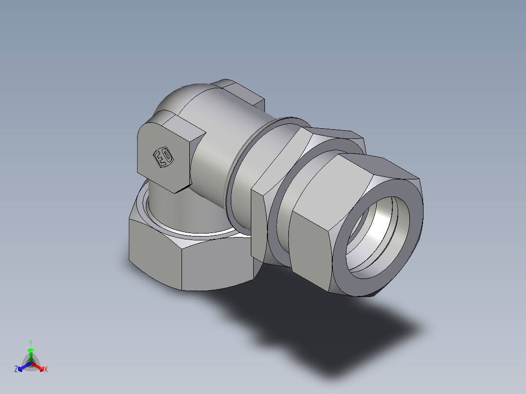 卡套式工业通用硬管接头EO_Bulkhead_elbow_WSV35LCF正等轴测图