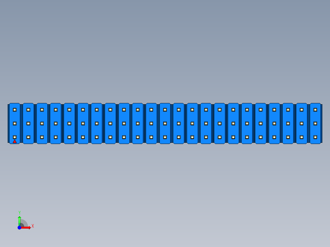 彩色公头100mil（2.54mm）系列-DS1021_blue_3x23p_100mil_Type43_rev1.0前视图