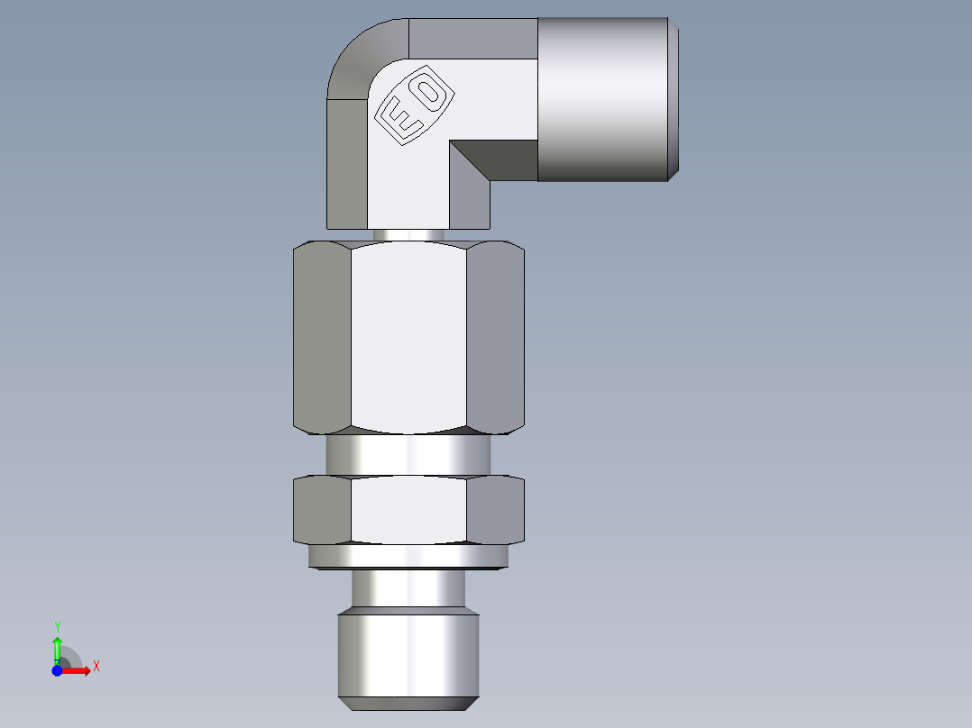 卡套式工业通用硬管接头EO_Assembled_adjustable_standpipe_elbow_EVW06SMOMD71前视图