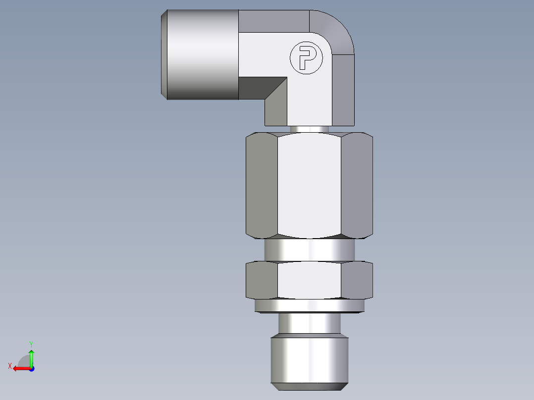 卡套式工业通用硬管接头EO_Assembled_adjustable_standpipe_elbow_EVW06SMOMD71后视图