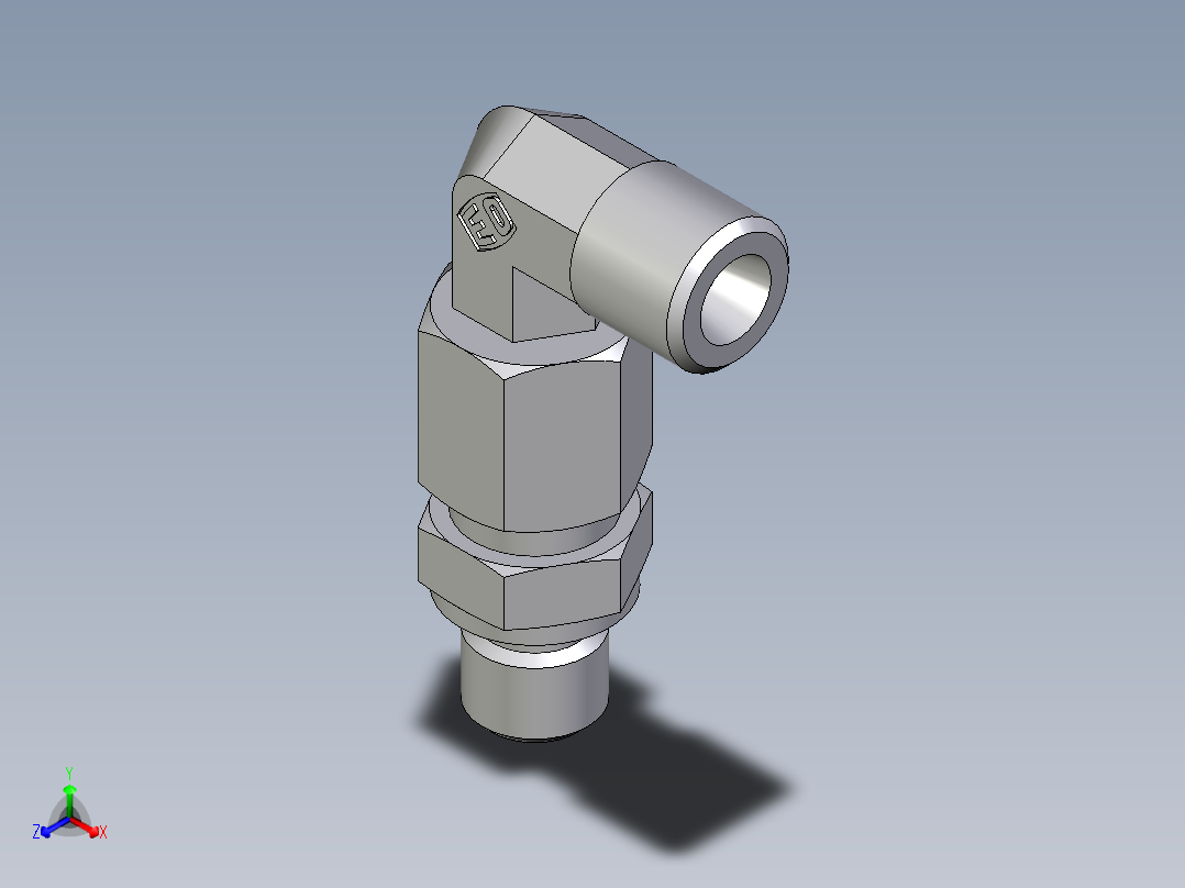 卡套式工业通用硬管接头EO_Assembled_adjustable_standpipe_elbow_EVW06SMOMD71正等轴测图