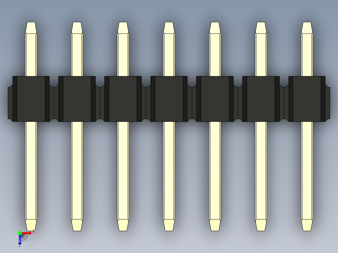 彩色公头100mil（2.54mm）系列-DS1021_black_2x07p_100mil_Type1_rev1.0俯视图