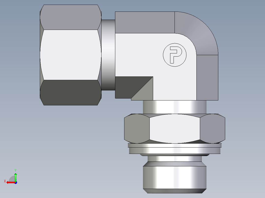 卡套式工业通用硬管接头EO_Adjustable_Locknut_elbow_WEE12ZLMCF后视图